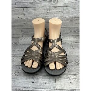 Clarks Bronze Metallic Leather Adjustable‎ Strap Comfort Sandals Womens US 9